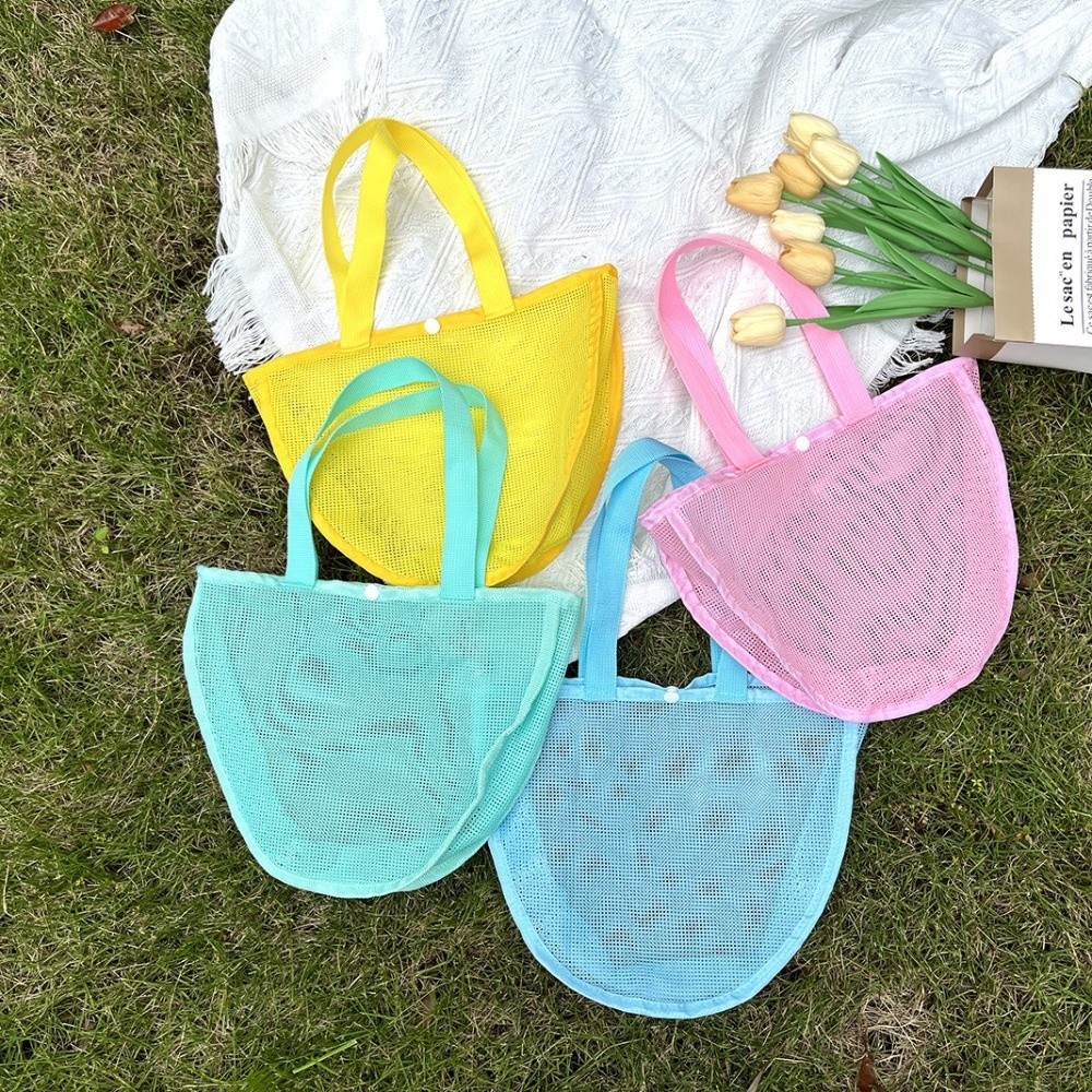 Tote Bag Beach - INS กระเป๋าตาข่ายสีทึบน้ำหนักเบา กันน้ำ กระเป๋าชายหาดแบบใช้ซ้ำได้ เป็นมิตรกับสิ่งแวดล้อม ความจุขนาดใหญ่