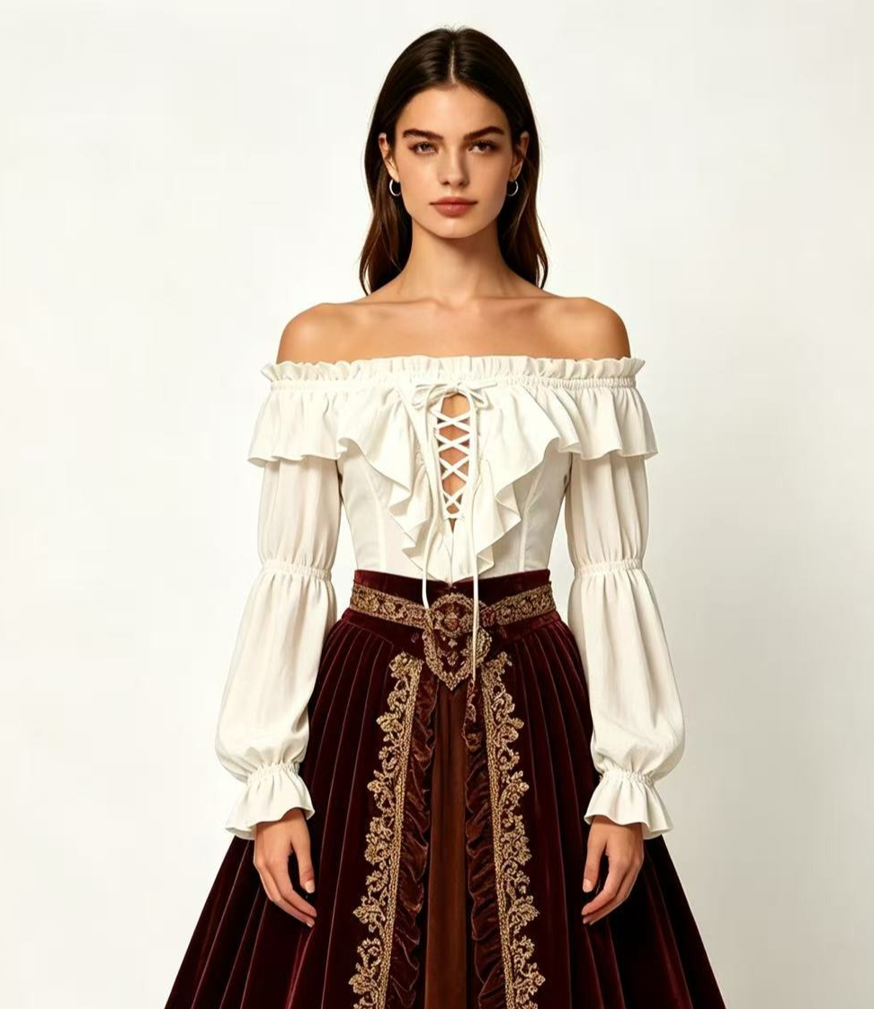 เสื้อโจรสลัดผู้หญิง ชุดชาวนาสไ - Blouse Off Shoulder บทวิจารณ์และราคา