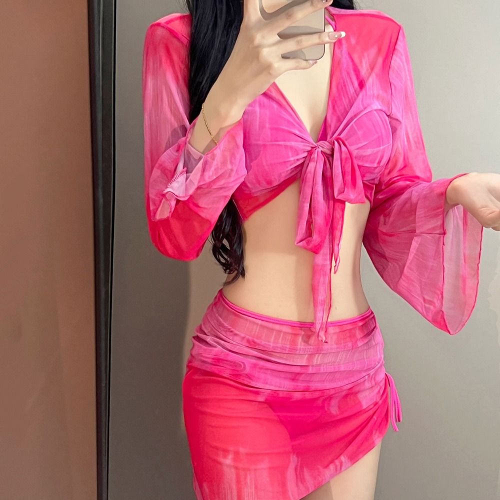 ชุดบิกินี่ลายมัดย้อม พร้อมเสื้ - Swimsuit Bikini Ruched บทวิจารณ์และราคา