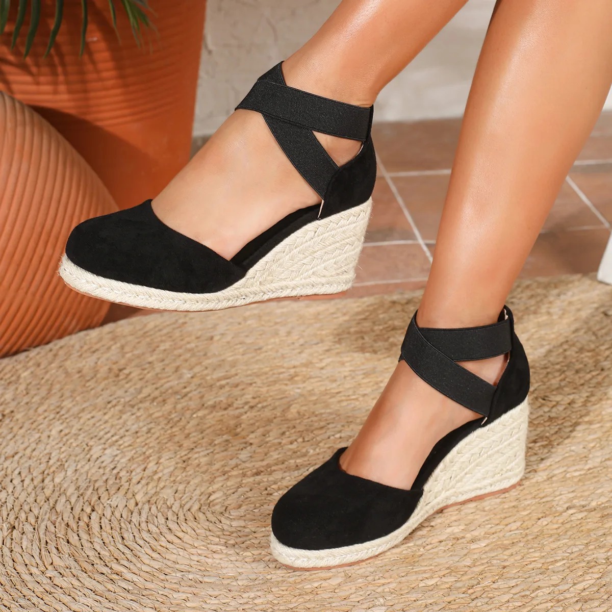 รองเท้าส้นเตารีดแบบสวมสำหรับผู - Wedge Espadrille Women บทวิจารณ์และราคา