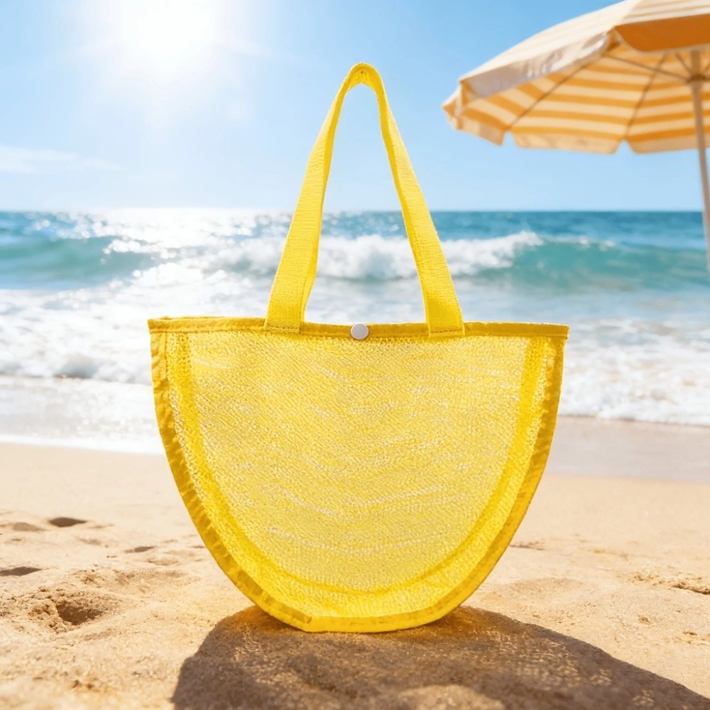 INS กระเป๋าตาข่ายสีทึบน้ำหนักเ - Tote Bag Beach บทวิจารณ์และราคา